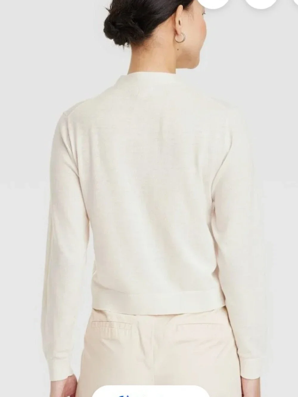 A New Day Women's Button Front Cream Cardigan